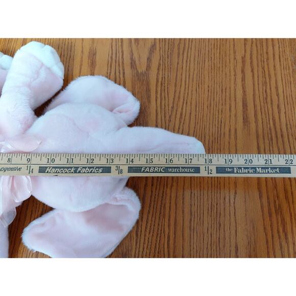 18" Pink Elephant Plush Toy with Bow – Floppy Stuffed Animal by Commonwealth - Picture 7 of 8